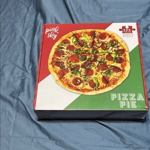 Pink Sky Pizza Pie Puzzle - Red, Green, and Brown